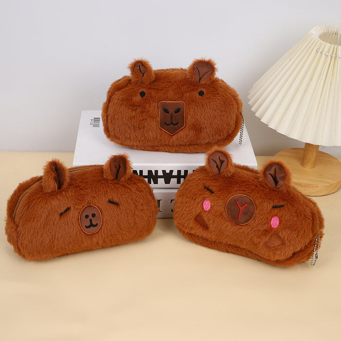 Wholesale Cute cartoon capybara plush pencil case