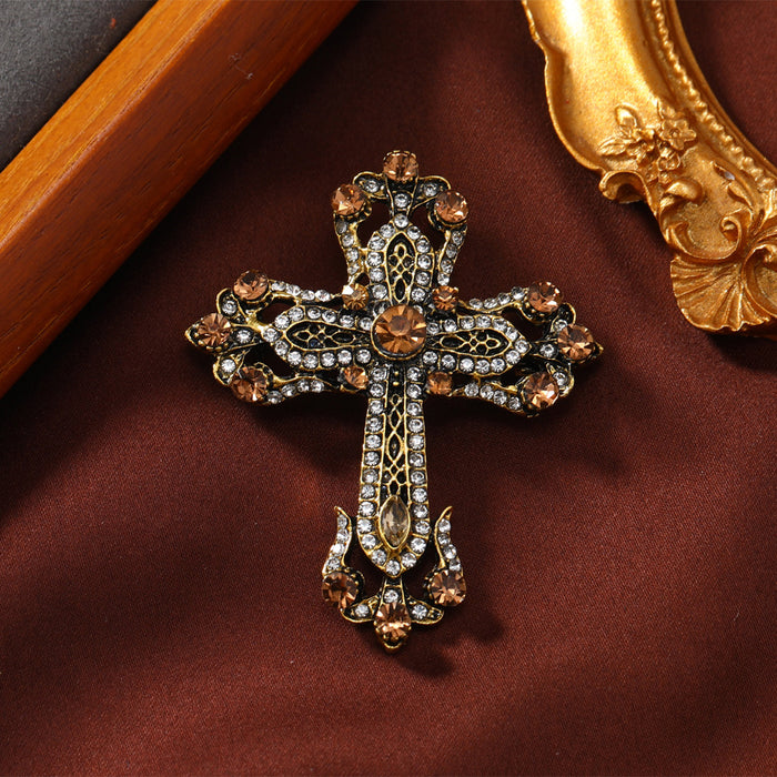 Wholesale vintage medieval rhinestone cross Brooches men' s suit et pin accessories