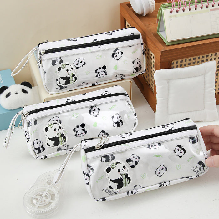 Wholesale Cute Panda Pencil Case Blue Stationery Bag