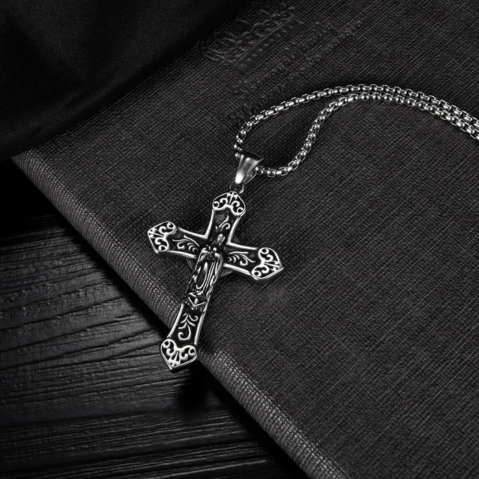 Wholesale Stainless steel street retro classic cross pendant necklace