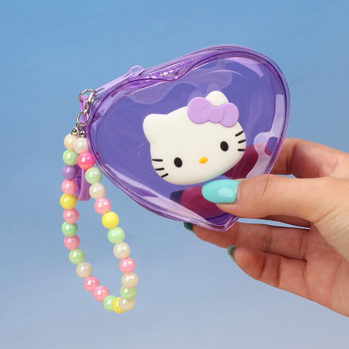 Wholesale Cute Cat Heart Shaped Transparent PVC Coin Purse Stylish Small Wallet