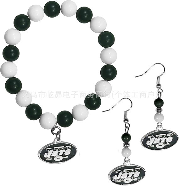Wholesale Football Colored Candy Acrylic Bead Bracelet Earring Set