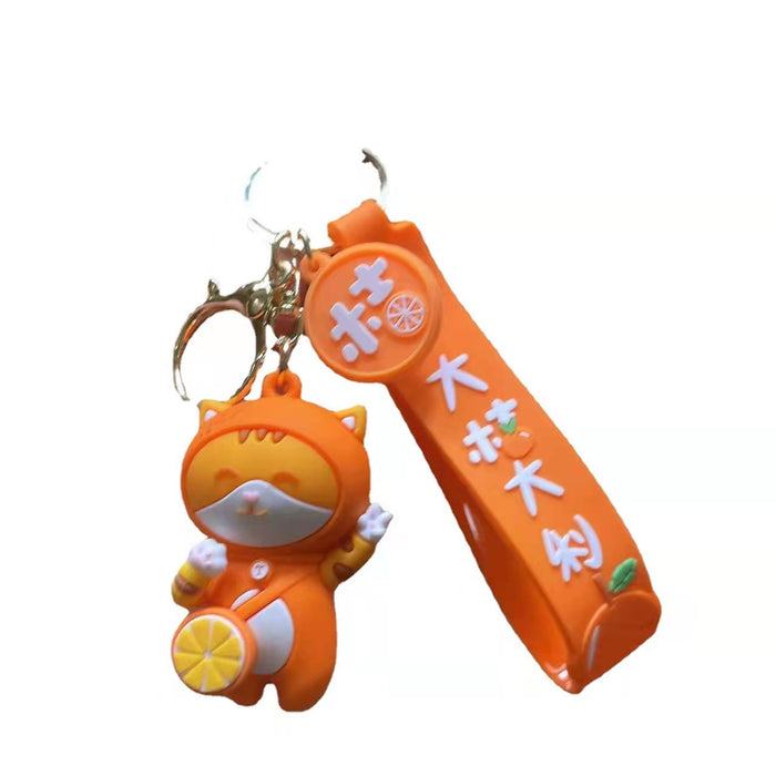 Wholesale Cat Keychain Pendant Cute Cartoon Couple Backpack Keyring Simple Car Hanging Decoration