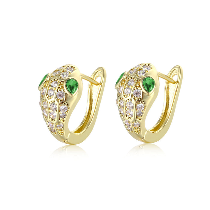 Wholesale Vintage ear buckle design, compact and mini silver needle zircon snake earrings