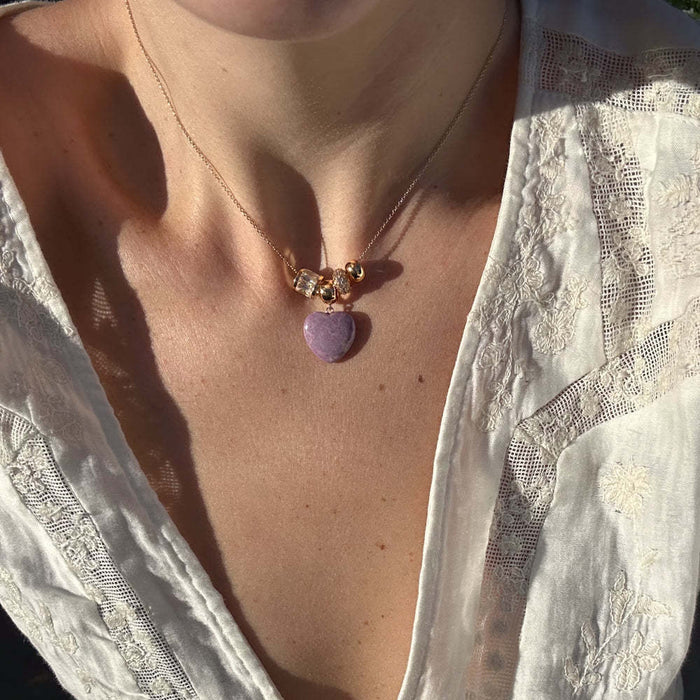 Wholesale New Colorful Heart Gemstone Necklace Collarbone Chain