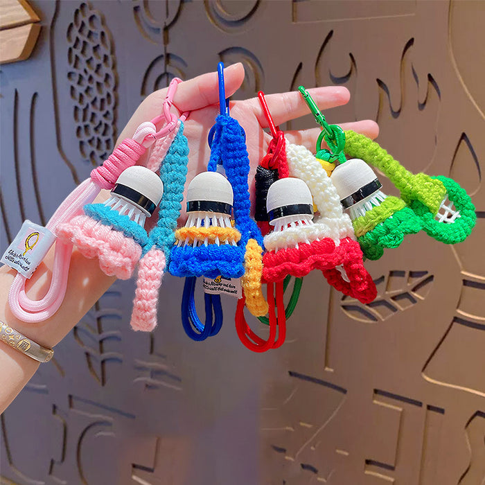 Wholesale Hand-woven badminton pendant wool bag pendant finished woven badminton keychain