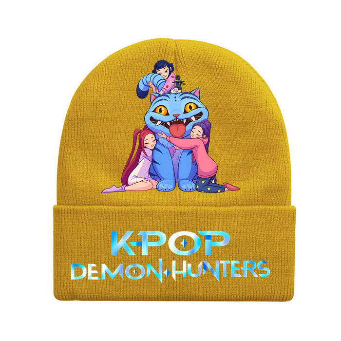 Wholesale Stylish knitted hat rolled brim and printed knit