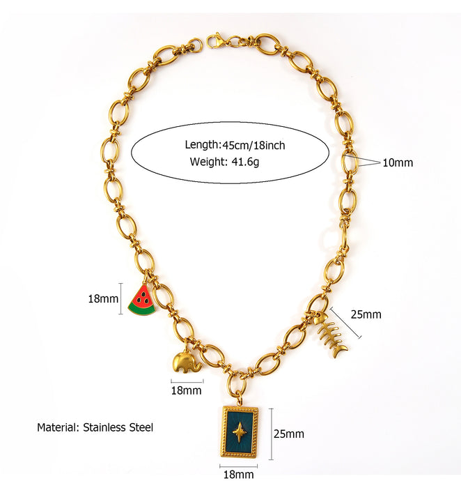 Wholesale New original design stainless steel ocean style necklace with drip oil pendant personalized accessories wholesale