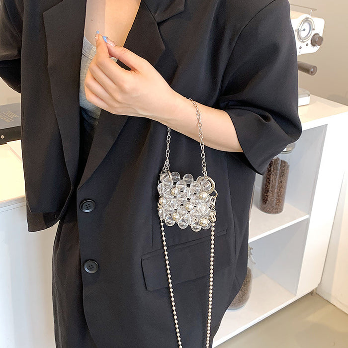 Wholesale Small handbag handmade bead pearl bag, niche fashion mini crossbody bag