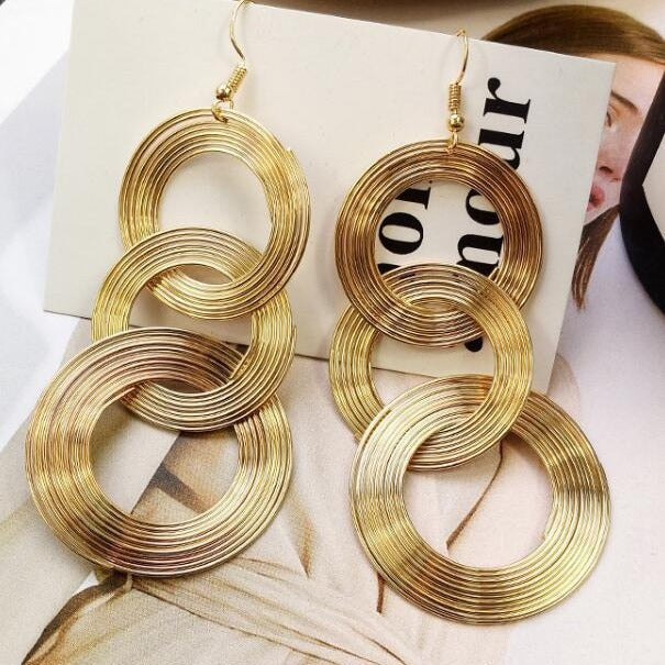 Wholesale Multi-layer Earrings New Vintage Earrings Women's Geometric Circle Earrings