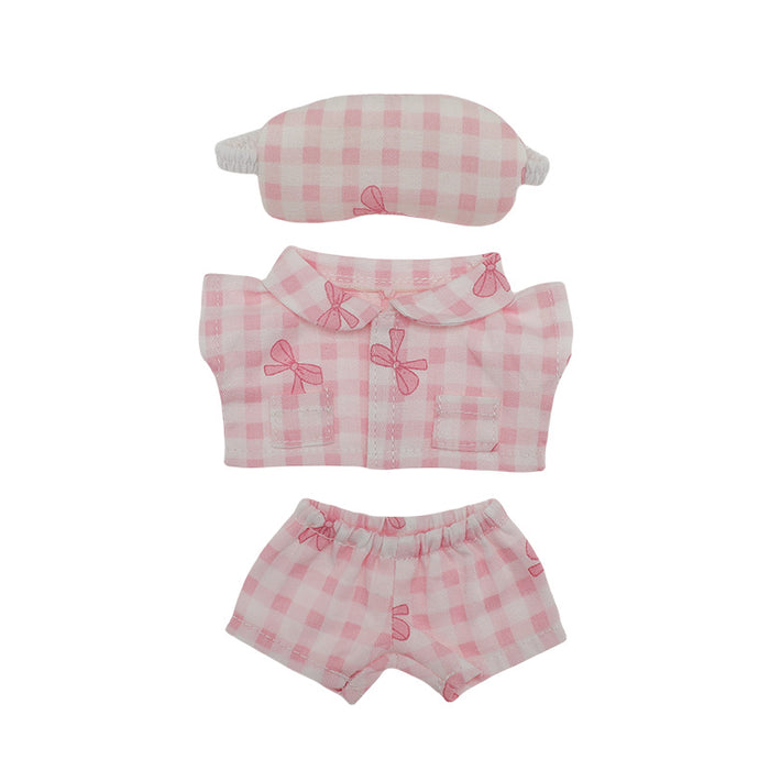 Wholesale Pajamas Set Pendant Doll Cute Plaid Eye Mask Baby Clothes  Replaceable Clothes