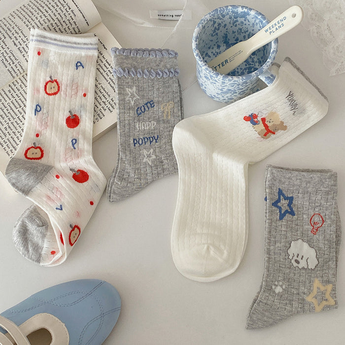 Wholesale Socks, mid tube socks, cotton socks, cartoon thin mesh, breathable