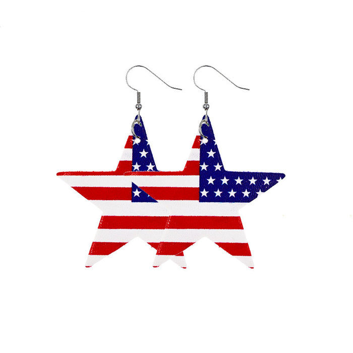 Wholesale Independence Day American Flag Double Sided Printed Leather Earrings JDC-ES-PuCi039