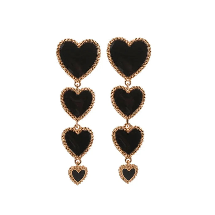 Wholesale Exaggerated fashion heart tassel earrings with oil droplets, cute heart-shaped earrings, earrings, pendants