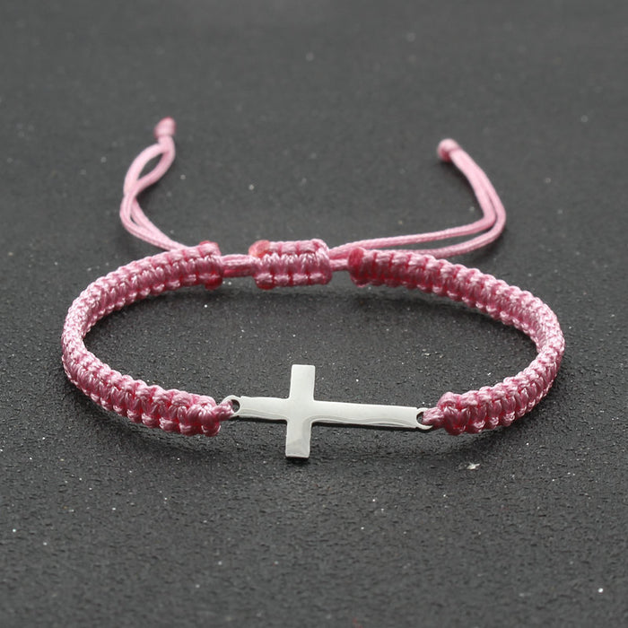 Wholesale Stainless Steel Cross Bracelet Hand Woven Couple Bracelet JDC-BT-SX003