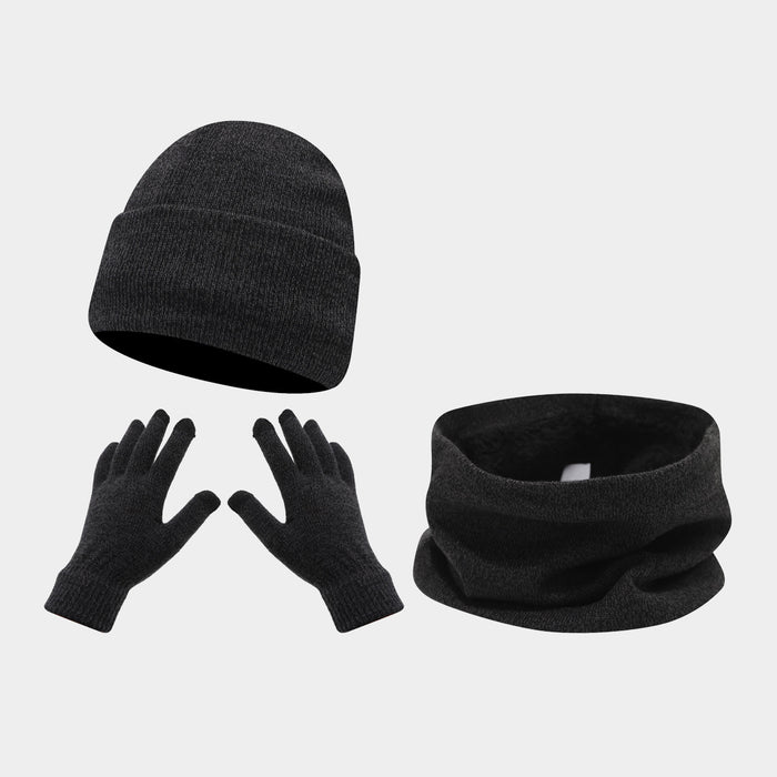 Wholesale Winter Outdoor Cycling Skiing Warm Solid Color Knit Hat Set