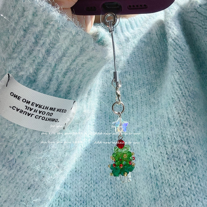 Wholesale Tree Mobile Phone Rope Pendant Crystal Beads Keychain Bag Hanging Accessories