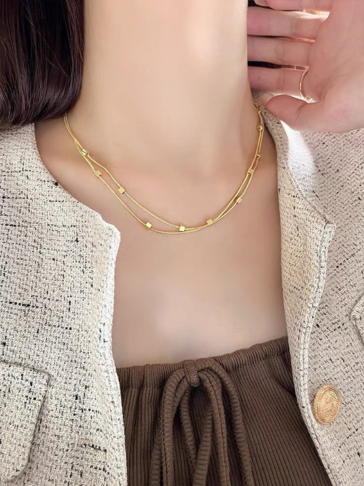 Wholesale Small square double-layer necklace clavicle chain temperament accessories fashion