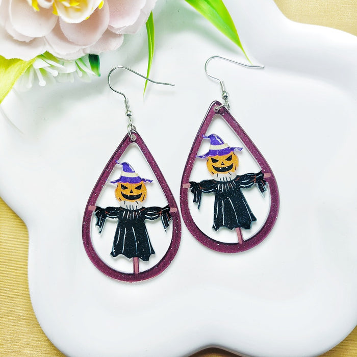 Wholesale Halloween Ghost Style Printed Acrylic Earrings JDC-ES-QiYu004