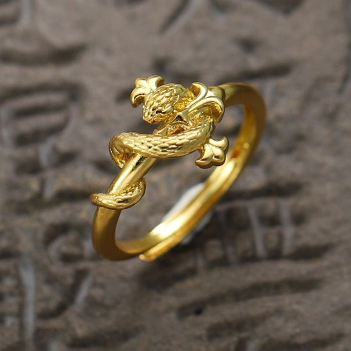 Wholesale Ancient Method Frosted Gold Ring Female Niche Design Ring