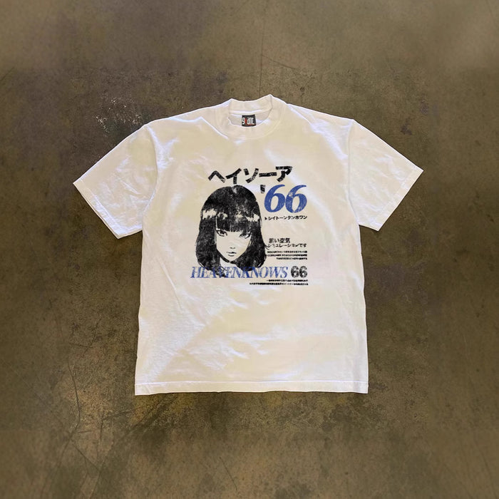 Wholesale Oversize Cartoon Girl Printed Couple Loose Short-sleeved T-shirt