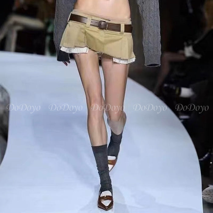 Wholesale Grey socks, calf socks, vertical stripes, runway style, knitted long tube, stacked cotton socks