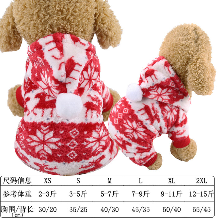 Wholesale Dogs Christmas Pet Supplies Clothes  Cotton Coat Autumn and Winter Elk Cat and Dog Clothes