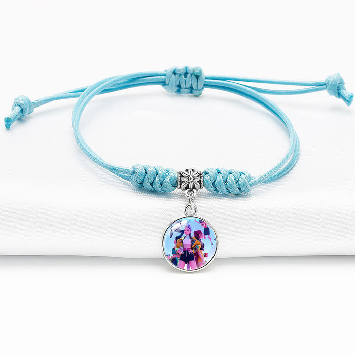 Wholesale KPOP Cartoon Pendant Multi-Color Adjustable Braided Bracelet