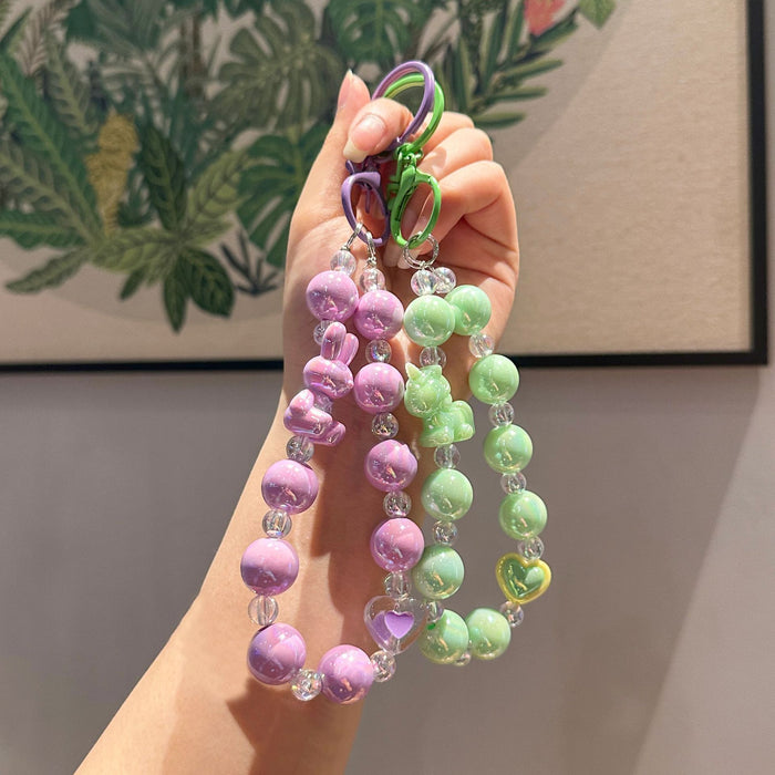 Wholesale Creative Cute Cartoon Beaded Keychain Colorful Beads Car Keychain Pendant Accessories