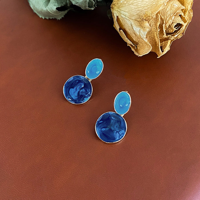 Wholesale Small niche design earrings with high-end and exquisite texture, sea blue earrings