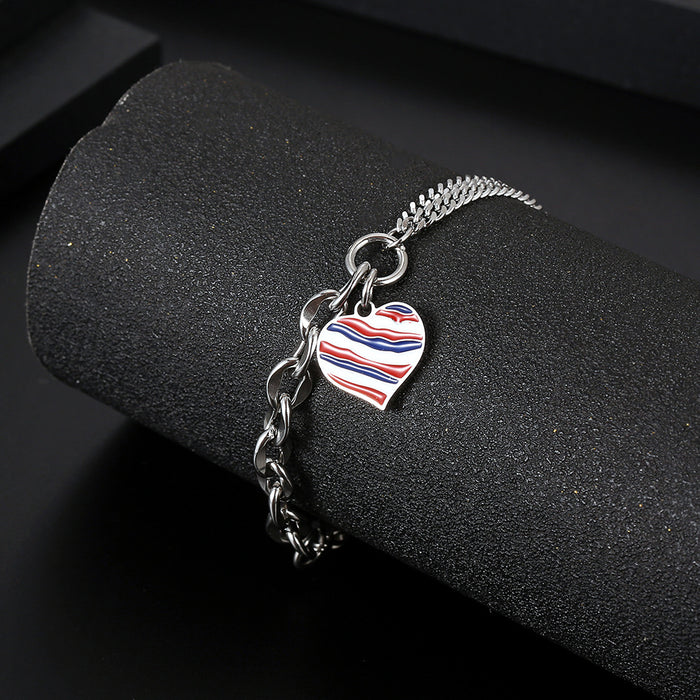 Wholesale Titanium Steel Epoxy Peach Heart Bracelet JDC-BT-YiX001