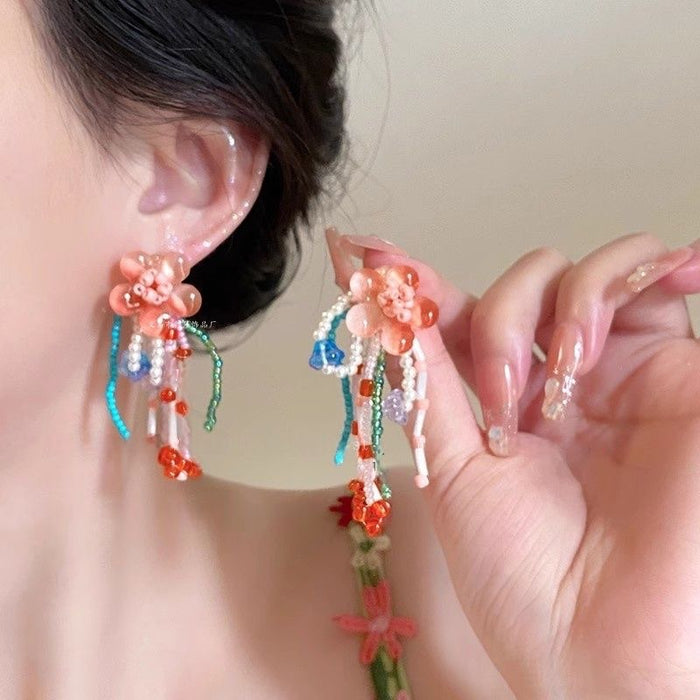 Wholesale Holiday style sunflower earrings exaggerated women' s seaside travel photo earrings