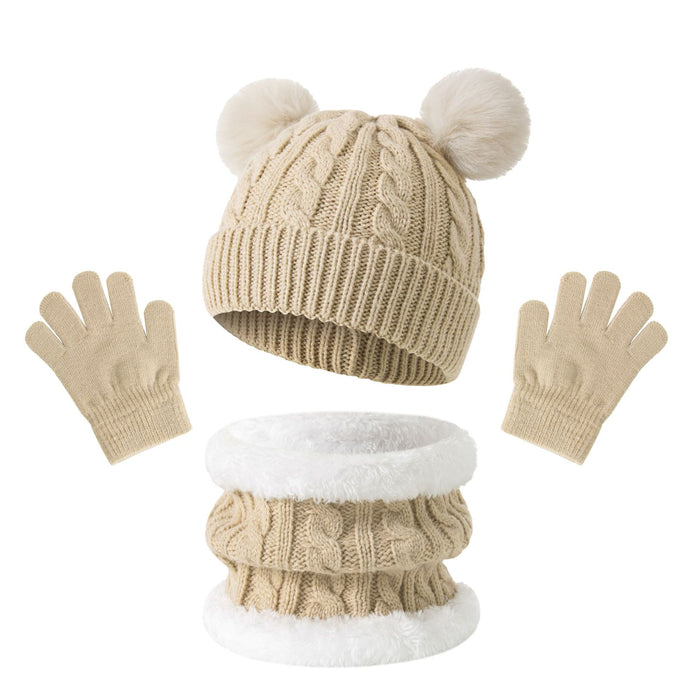 Wholesale children' s  warm thickened  winter hat neck glove  set