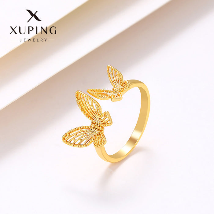 Wholesale Alloy Gold Plated Lace Butterfly Ring Women JDC-RS-XP004