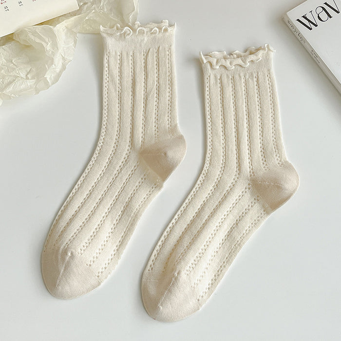 Wholesale Socks pile socks thin hollow mesh breathable mid tube socks