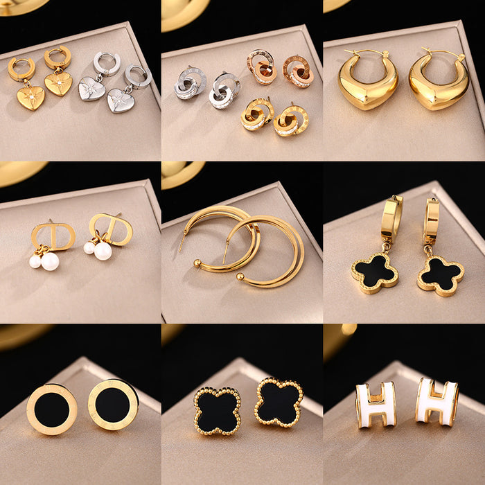Wholesale Titanium Steel Earrings JDC-ES-YinY001