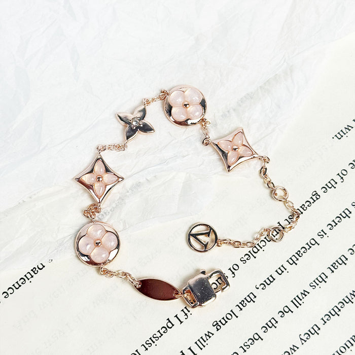 Wholesale Thickly plated 18k rose gold clover and mother-of-pearl bracelet