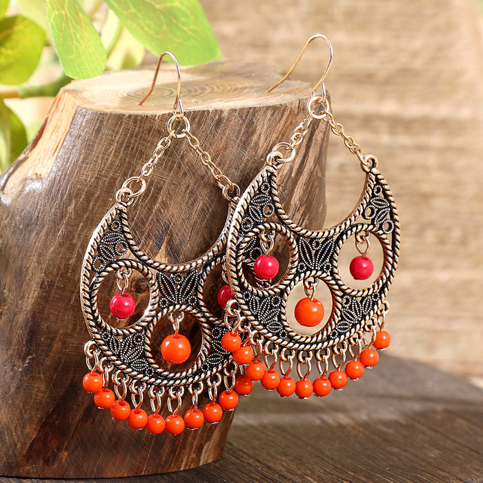 Wholesale Bohemian Tassel Geometric Drop Earrings Electroplated Zinc Alloy Jewelry Accessory MOQ≥2