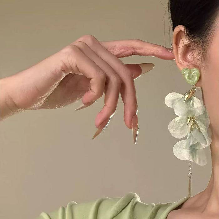 Wholesale Mesh flower earrings Tassel earrings for women