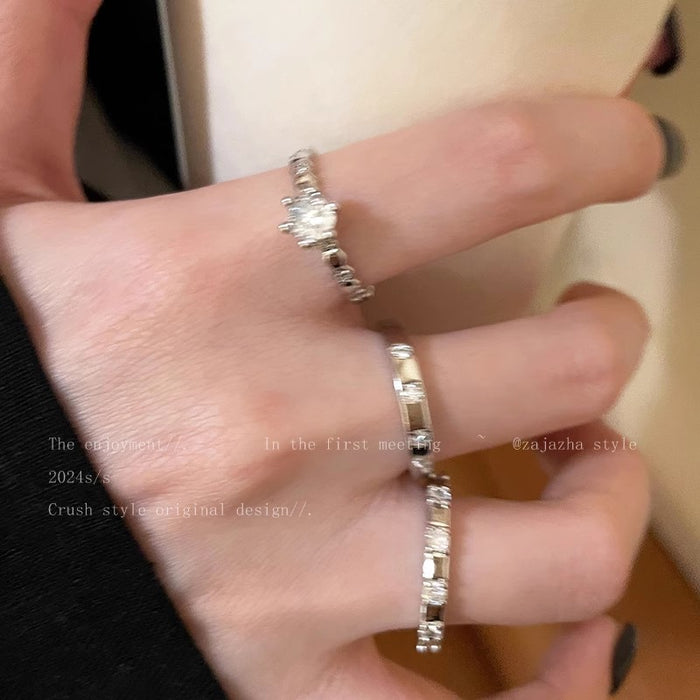 Wholesale Zircon adjustable ring with simple and cool style, niche design, index finger ring, exquisite ring