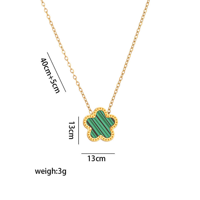 Wholesale plum blossom fritillary pendant diamond titanium steel necklace female niche flower