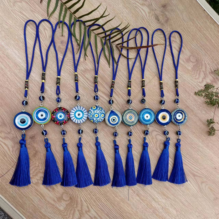 Wholesale Peach Heart Round Metal Eye Pendant with Hanging Ears, Devil's Eye Car Ornament