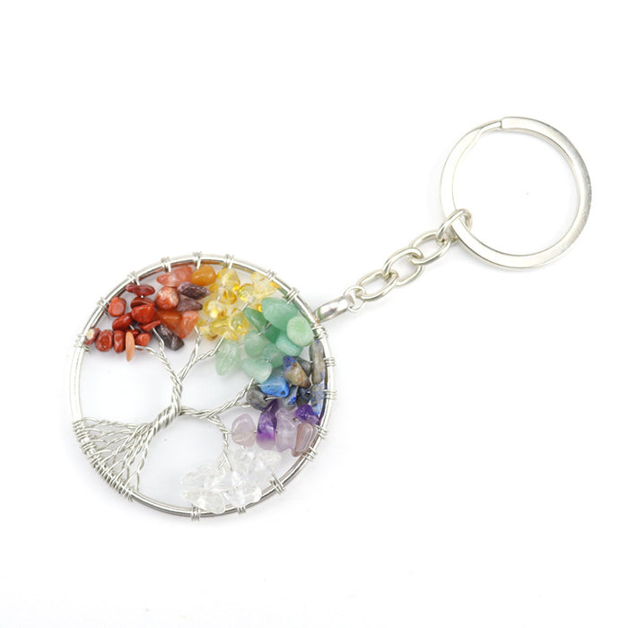 Wholesale Natural Crushed Stone Crystal Tree Root Life Tree Pendant Keychain Bag Pendant Keychain K04 JDC-KC-HXu002