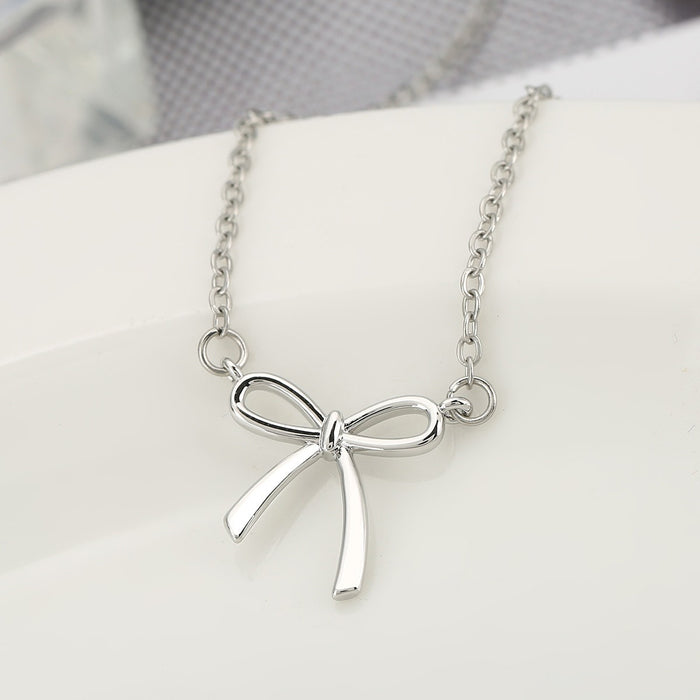Wholesale New bow necklace, collarbone chain, light luxury, niche design, pendant, temperament necklace