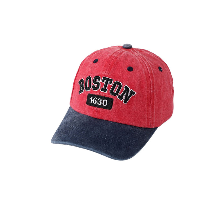 Wholesale Children' s Washed Embroidered Color-Blocked Baseball Hat