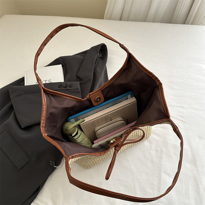 Wholesale Small and niche bow woven bag, hand-held single shoulder crossbody bag, large capacity tote bag