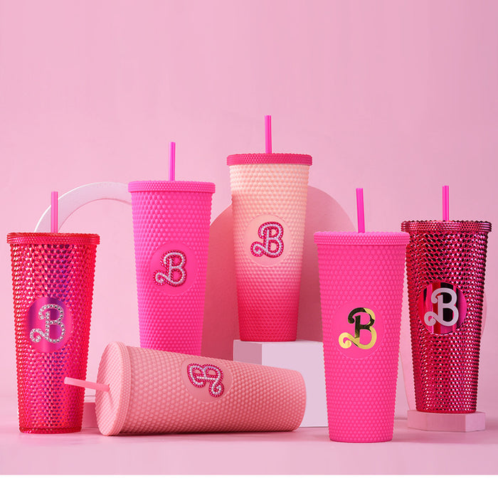 Wholesale Double-layer Plastic 710ml Large Capacity Straw Cup with Hand Durian Diamond Cup JDC-CUP-MaiG002