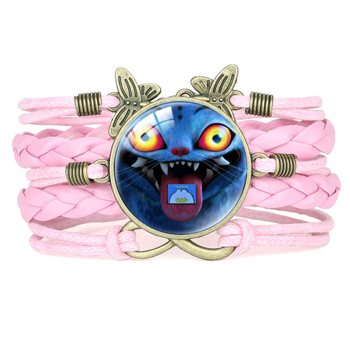 Wholesale KPOP Retro Butterfly Combination Cute Pink Multi-Layer Braided Girl Bracelet