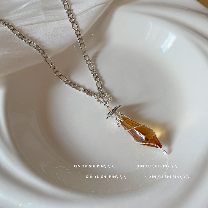 Wholesale Yellow Crystal Spirit Pendant Necklace