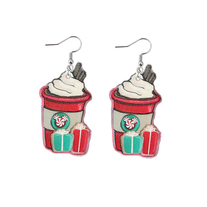 Wholesale Christmas Milk Tea Cup Coffee Cup Candy Acrylic Earrings JDC-ES-YiY004